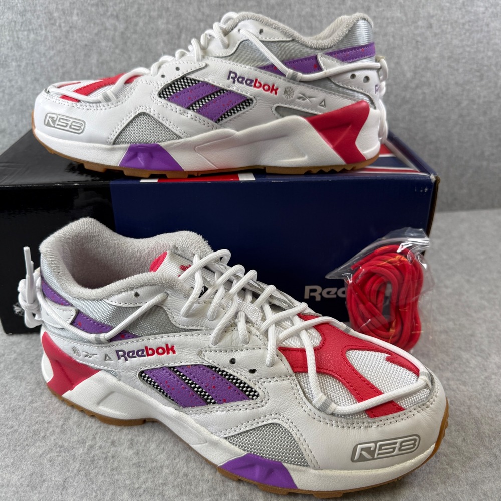 Reebok Aztrek R58 Unisex Running Shoes White Purple Red Mens 6.5 Womens‎ 8